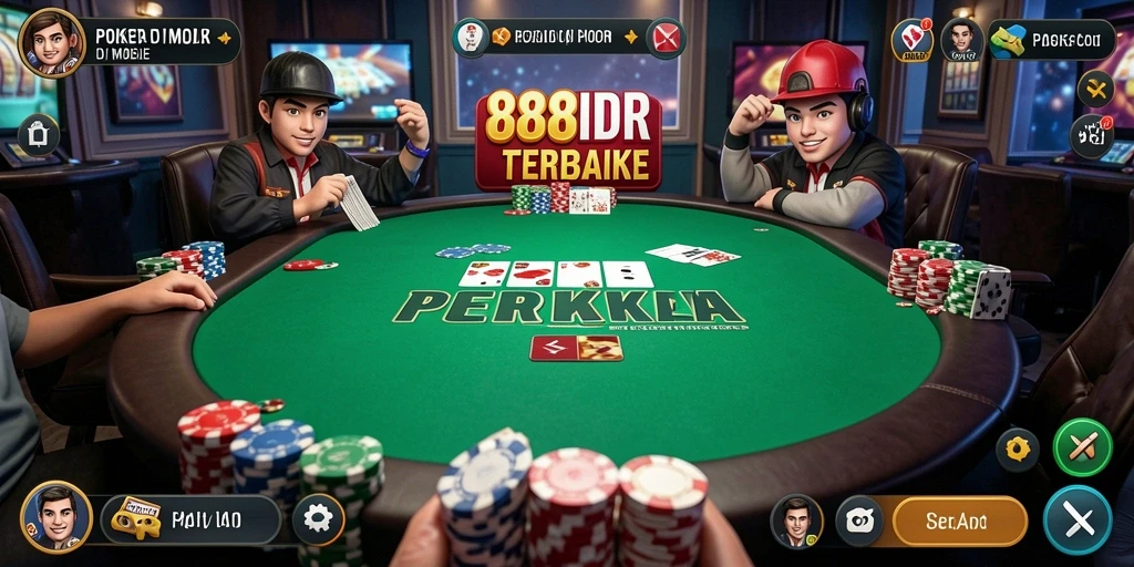 Screenshot gameplay 888IDR menampilkan suasana poker yang seru.