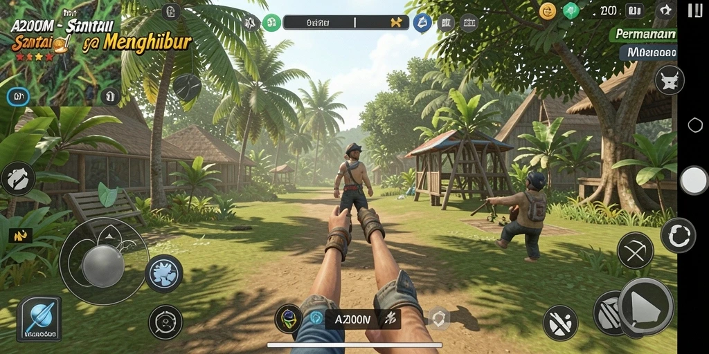 Tangkapan layar A200M menunjukkan gameplay yang seru dan penuh warna.