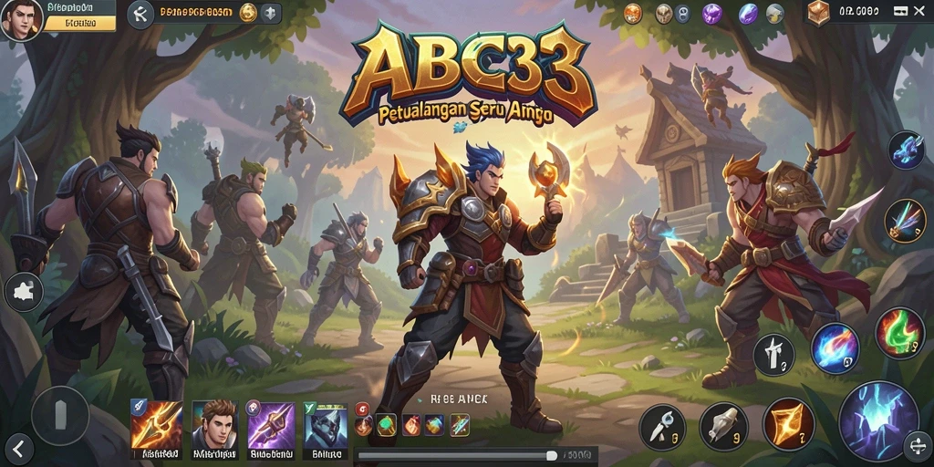 Screenshot gameplay ABC33 memperlihatkan pertarungan epik dalam dunia fantastis.
