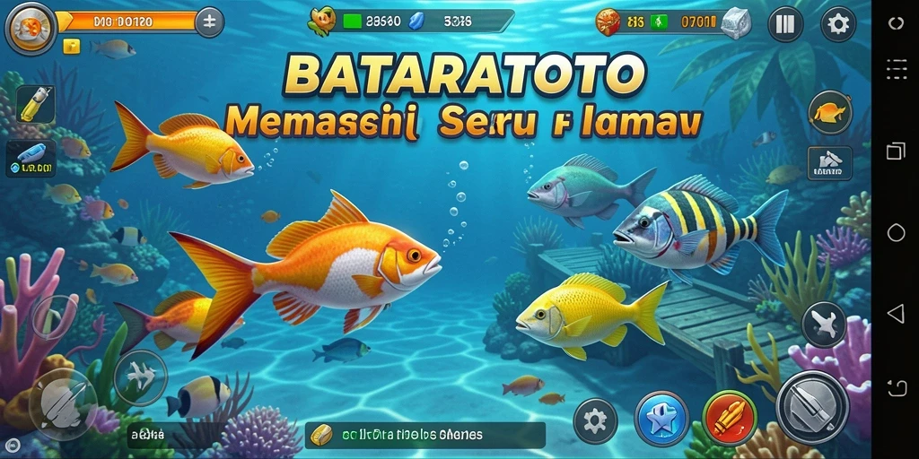 Tampilan gameplay yang menampilkan aktivitas memancing yang mendebarkan di BATARATOTO.