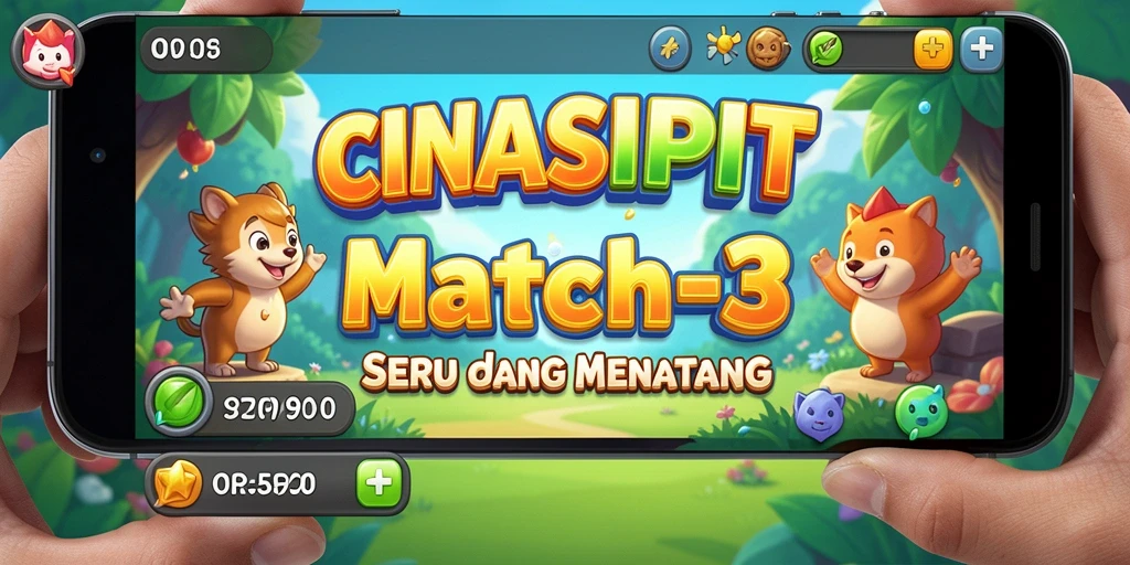 Gameplay seru CINASIPIT dengan kombinasi match-3 yang menantang.