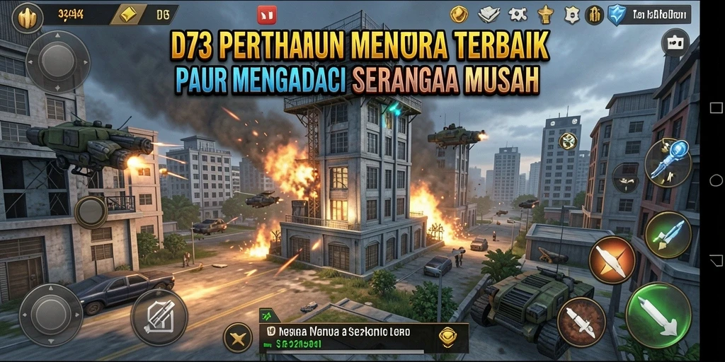 Gameplay seru dan mendebarkan dalam D73 Tower Defense.