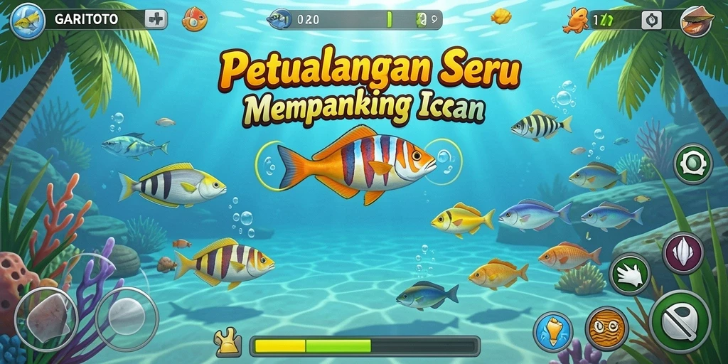 Tangkapan layar gameplay GARITOTO dengan aksi tembak ikan yang seru.