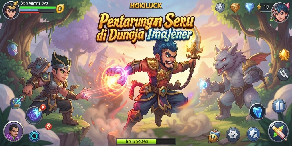 Tampilan aksi bertarung dalam HOKILUCK yang menegangkan.