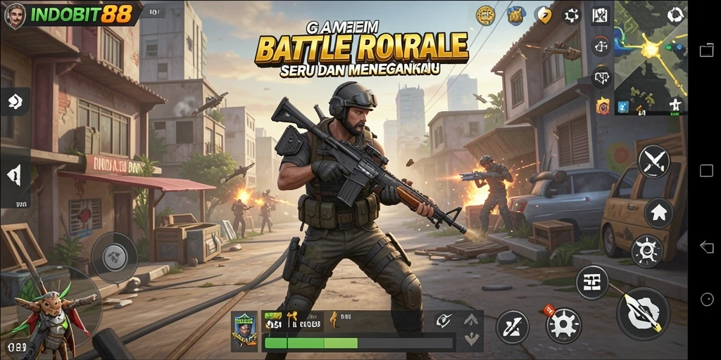 Gameplay seru dan menegangkan di INDOBIT88 Battle Royale.