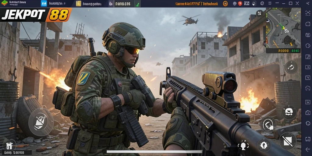 Tangkapan layar menampilkan aksi intens game FPS JEKPOT88.