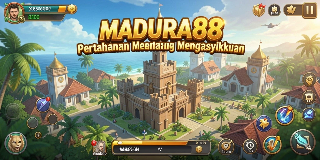 Tangkapan layar gameplay MADURA88 menunjukkan menara yang beraksi melawan serangan musuh.