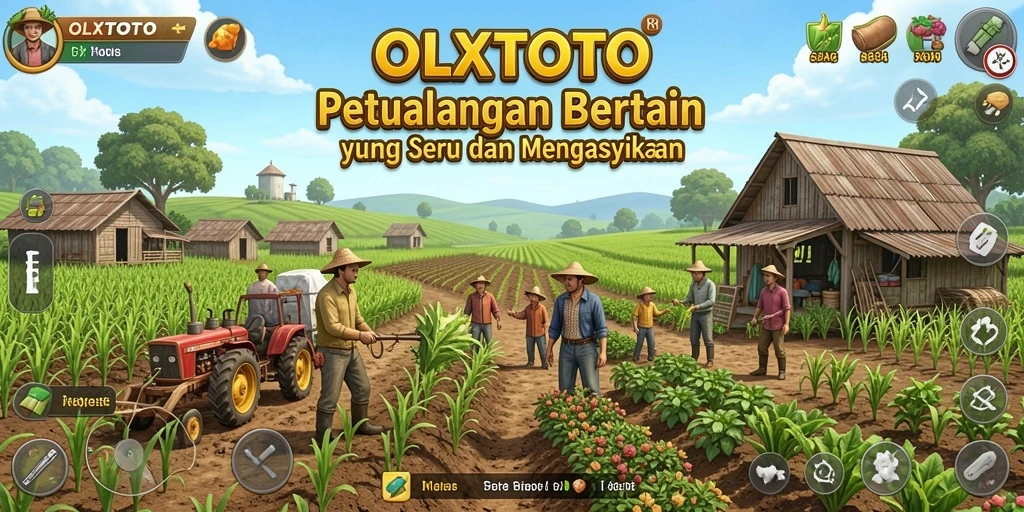 Screenshot dari gameplay seru dalam OLXTOTO yang menunjukkan aktivitas bertani.
