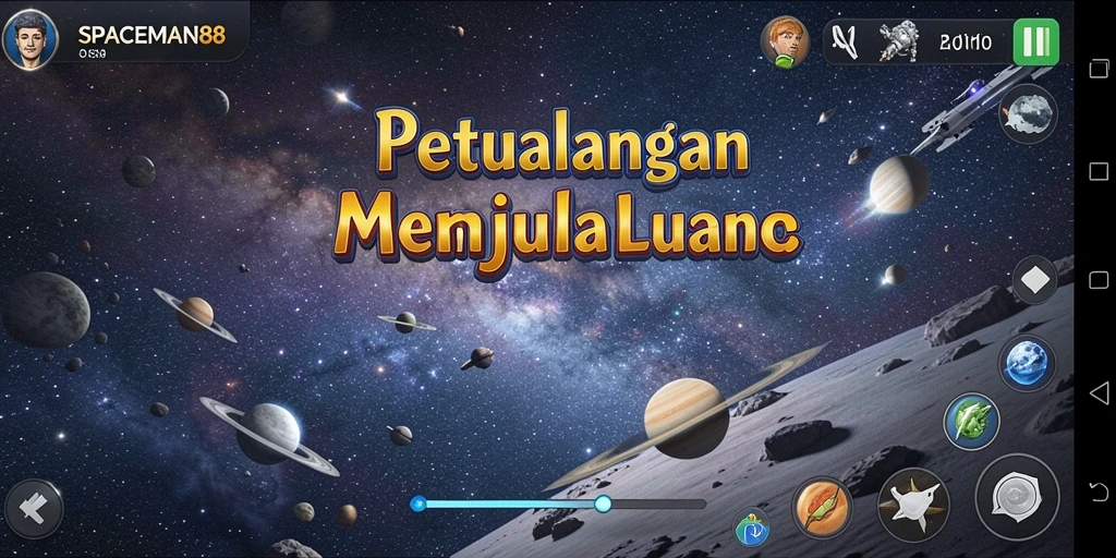 Screenshot gameplay SPACEMAN88 menampilkan aksi seru di luar angkasa.