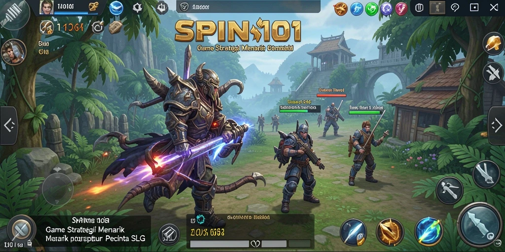 Gameplay SPIN101 yang menampilkan strategi dan pertempuran yang seru.