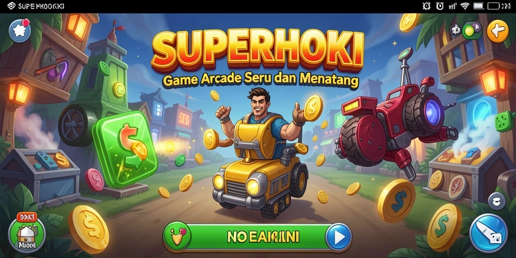 Tampilan menarik dari gameplay SUPERHOKI di layar.